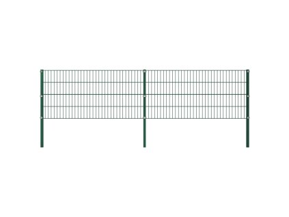 vidaXL Plotový panel so stĺpikmi, železo 3,4x0,8 m, zelený