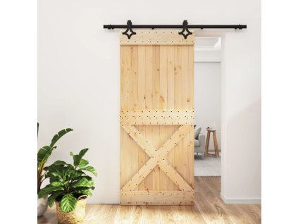 vidaXL Posuvné dvere so sadou kovania 90x210 cm borovicový masív