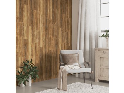 vidaXL Nástenné panely vzhľad dreva hnedé PVC 4,12 m²