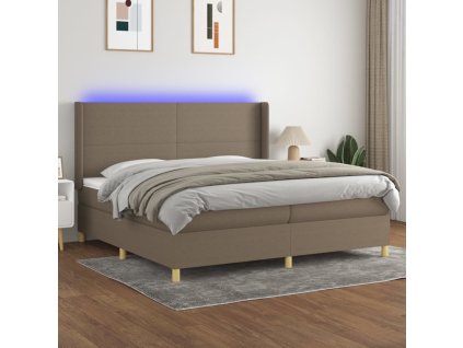 vidaXL Posteľ boxsping s matracom a LED sivohnedá 200x200 cm látka