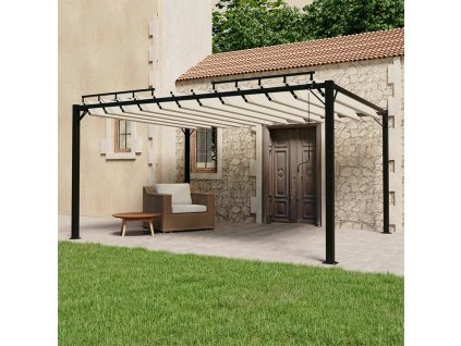 vidaXL Altánok so žalúziovou strechou 3x4 m krémový látka a hliník