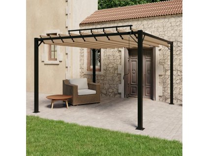 vidaXL Altánok so žalúziovou strechou 3x3 m sivohnedý látka a hliník