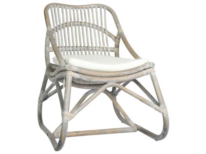 vidaXL Ratanová stolička sivá ľan