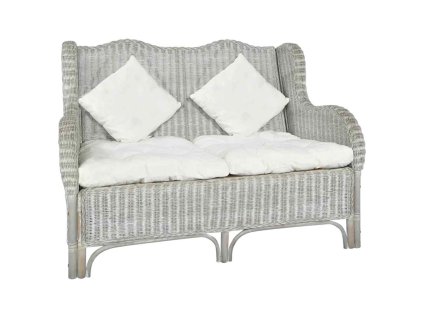 vidaXL 2-miestna pohovka sivá prírodný ratan a ľan