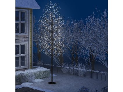 vidaXL Vianočný stromček 2000 LED studené biele svetlo kvety čerešne 500 cm