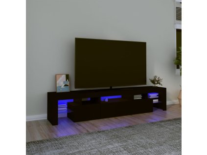 vidaXL TV skrinka s LED svetlami čierna 200x36,5x40 cm