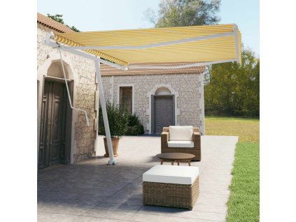 vidaXL Samostatne stojaca automatická markíza 400x350 cm žlto-biela