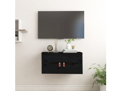 vidaXL Nástenná skrinka čierna 60x30x30 cm masívna borovica