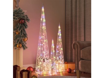 vidaXL Sada akrylových LED svetelných kužeľov farebné 60/90/120 cm