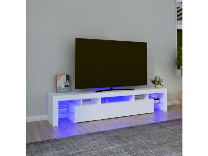 vidaXL TV skrinka s LED svetlami biela 200x36,5x40 cm