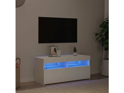 vidaXL TV skrinka s LED svetlami biela 90x35x40 cm