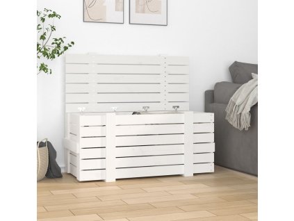 vidaXL Úložný box biely 91x40,5x42 cm masívna borovica