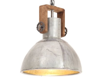 vidaXL Industriálna závesná lampa 25 W strieborná 30 cm okrúhla E27