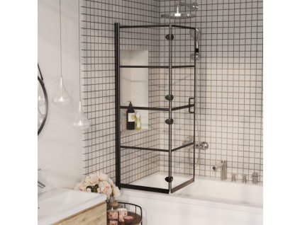 vidaXL Skladací sprchový kút ESG 100x140 cm čierny