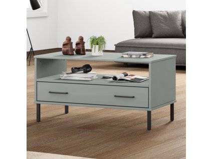 vidaXL Konferenčný stolík sivý 85x50x45 cm masívne drevo OSLO