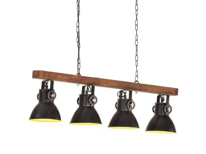 vidaXL Industriálna stropová lampa čierna mangovník E27