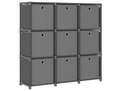 vidaXL Polica s boxmi s dizajnom 9 kociek sivá 103x30x107,5 cm látka