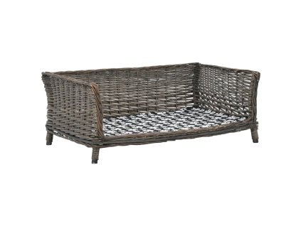 vidaXL Košík pre psa s vankúšom sivý 90x54x35 cm prírodná vŕba