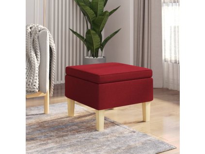 vidaXL Taburetka s drevenými nohami vínovo-červená látková