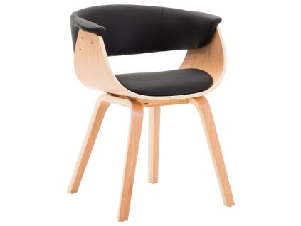 vidaXL Jedálenská stolička čierna ohýbané drevo a umelá koža