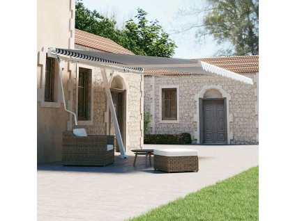vidaXL Samostatne stojaca automatická markíza 400x300 cm modro-biela
