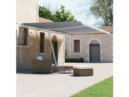 vidaXL Samostatne stojaca automatická markíza 600x300 cm modro-biela