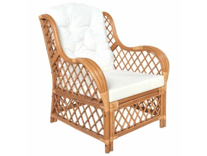 vidaXL Kreslo s podložkou bledohnedé prírodný ratan a ľan