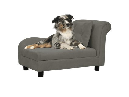 vidaXL Pelech pre psa s vankúšom tmavosivý 83x44x44 cm plyš