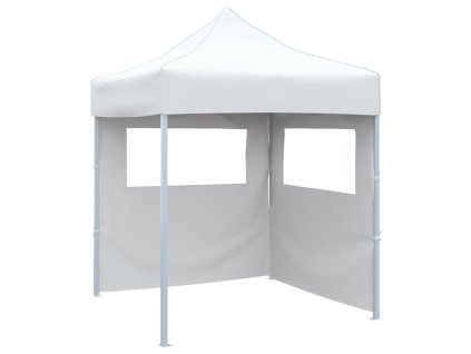 vidaXL Profesionálny skladací párty stan+2 steny 2x2 m, oceľ, biely