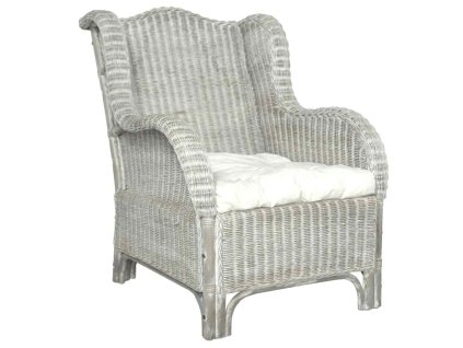 vidaXL Kreslo s podložkou sivé prírodný ratan a ľan