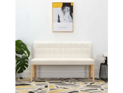 vidaXL Lavička 140 cm, krémová, zamat