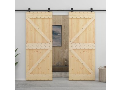 vidaXL Posuvné dvere s kovaním 80x210 cm, borovicový masív