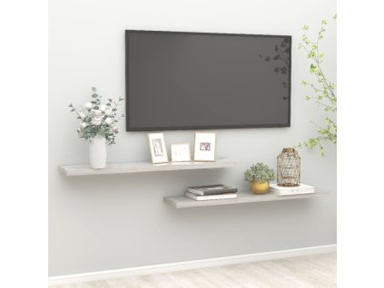 vidaXL Plávajúce nástenné police 2 ks betónovosivé 120x23,5x3,8 cm MDF