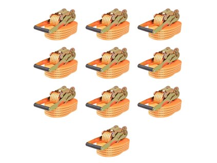 vidaXL Upínacie popruhy s račňou 10 ks, 2 tony, 8mx50mm, oranžové
