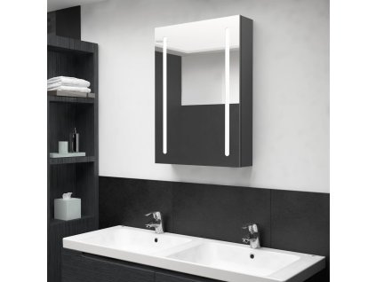 vidaXL LED kúpeľňová zrkadlová skrinka sivá 50x13x70 cm