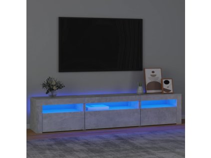 vidaXL TV skrinka s LED svetlami betónová sivá 195x35x40 cm