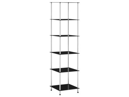 vidaXL Regál so 6 policami, čierny 40x40x160 cm, tvrdené sklo