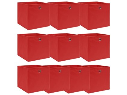 vidaXL Úložné boxy 10 ks, červené 32x32x32 cm, látka