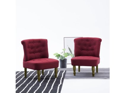 vidaXL Francúzske kreslá 2 ks, vínovo červené, látka