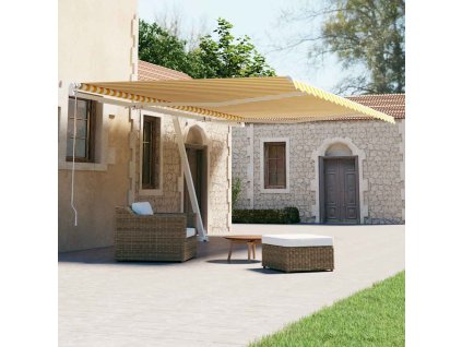 vidaXL Samostatne stojaca automatická markíza 600x300 cm žlto-biela