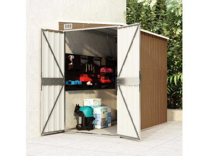 vidaXL Nástenná záhradná kôlňa hnedá 118x194x178 cm pozinkovaná oceľ