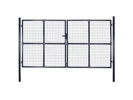 vidaXL Záhradná brána, pletivo, pozinkovaná oceľ 289x150 cm, sivá