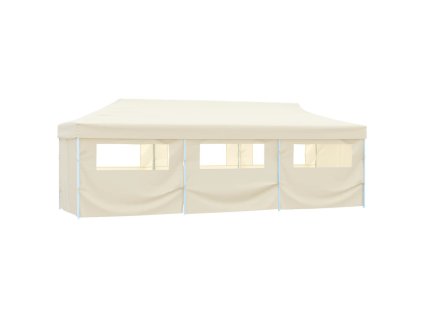 vidaXL Skladací párty stan s 8 bočnými stenami 870x291x315 cm krémový