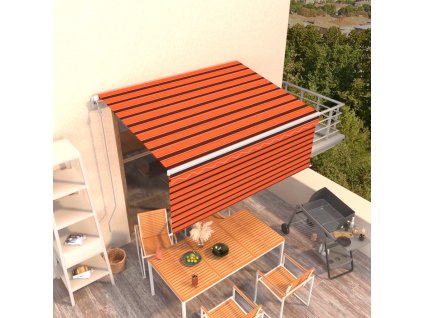vidaXL Automatická markíza s tienidlom 3x2,5 m oranžovo-hnedá