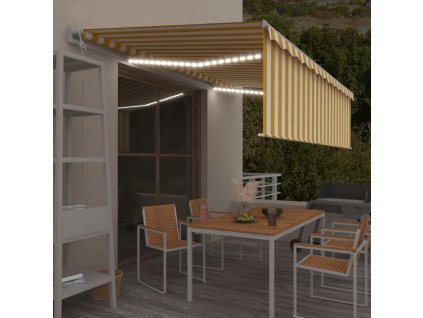 vidaXL Automatická markíza tienidlo&LED&senzor vetra 5x3 m žlto-biela
