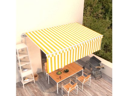 vidaXL Automatická markíza s tienidlom 5x3 m žlto-biela