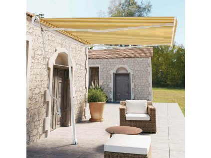 vidaXL Samostatne stojaca automatická markíza 300x250 cm žlto-biela