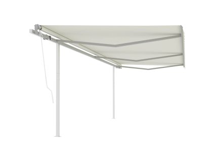 vidaXL Automaticky zaťahovacia markíza so stĺpikmi 6x3 m krémová