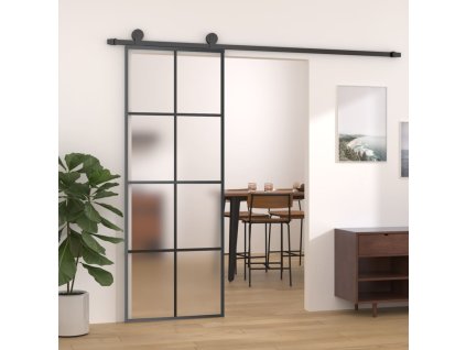 vidaXL Posuvné dvere s kovaním 76x205 cm ESG sklo a hliník