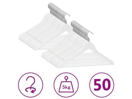 vidaXL 50-dielna sada vešiakov na oblečenie tvrdé drevo protišmyková